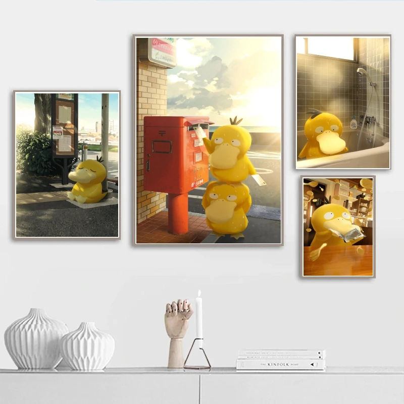 

Anime Character Pictures Psyduck Wall Art Modular Prints Hanging Aesthetic Poster Decoration Paintings