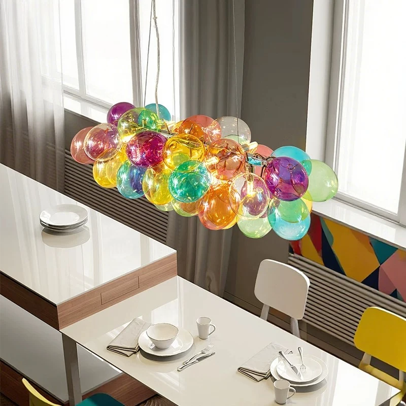 Dining room dopamine stained glass bubble light bedroom children's room creative personality