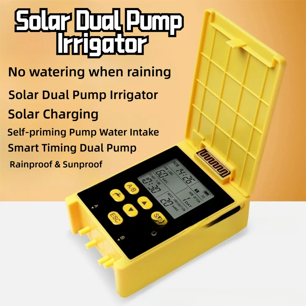 New Dual Pump Solar Watering System Smart Timer Garden Sprinkler Controller Automatic Drip Irrigation Kit for Lawn Plant