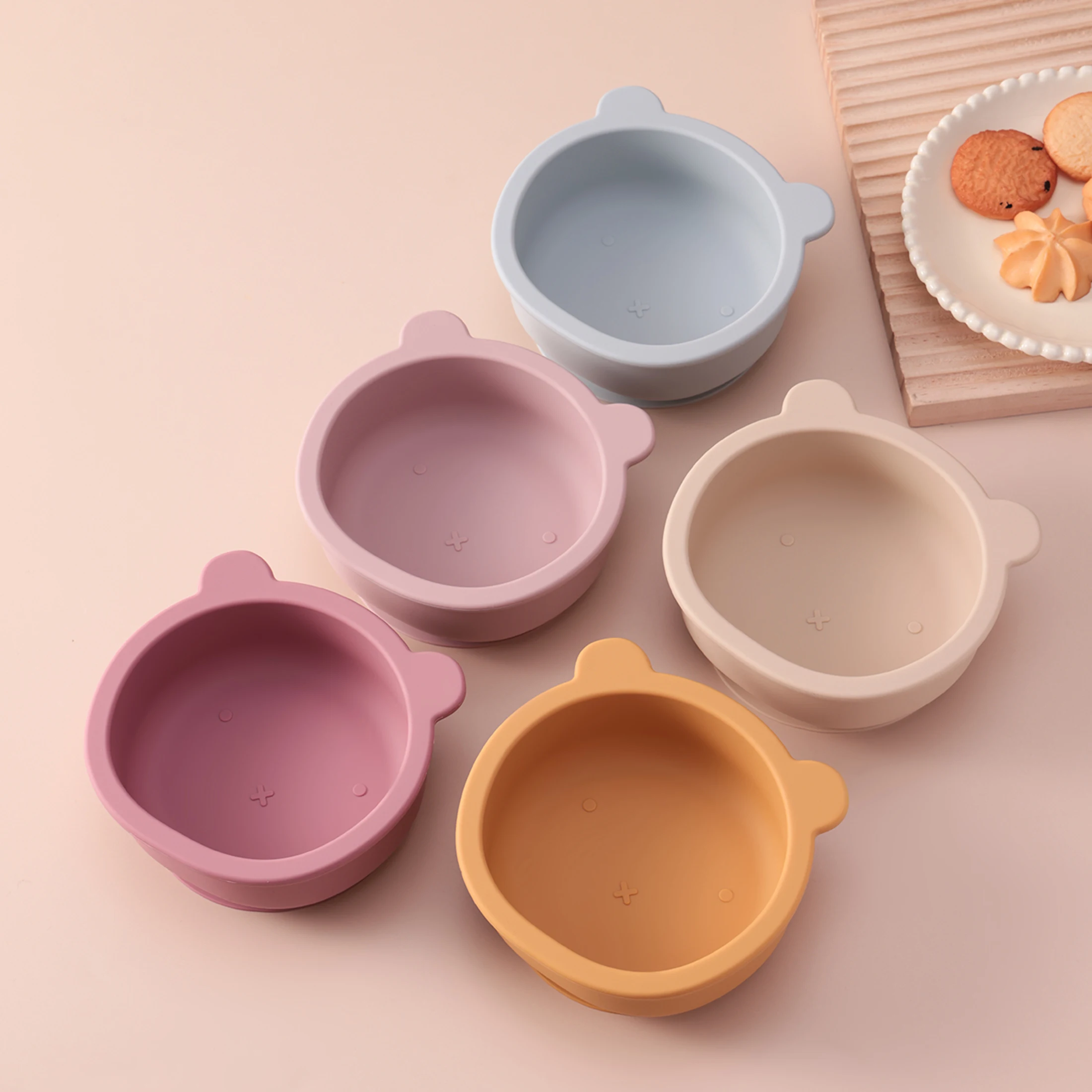 

1 шт. силиконовая присоска с мультяшным медведем, не содержащая BPA, посуда для самостоятельного кормления для малышей, противоскользящая тренировочная посуда для детей, аксессуары