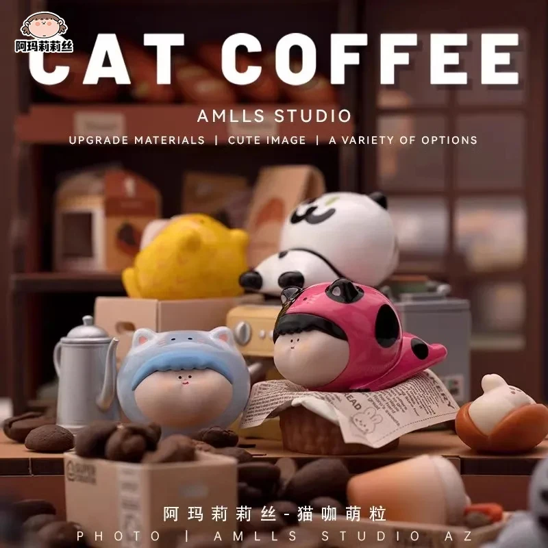 Original AMLLS Cat Coffee Series Mystery Box Kawaii Anime Action Figure Cute Ornaments Home Decor Girls Birthday Gifts Guess Bag