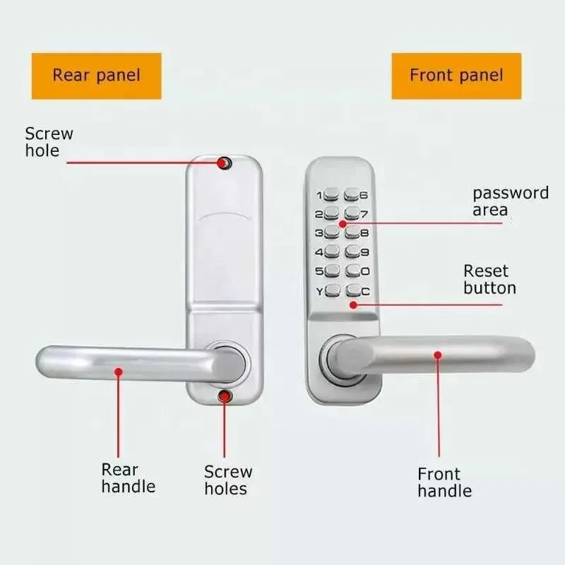 Mechanical Digital Push Button Door Lock Keyless Keypad Combination Code Lock with handle