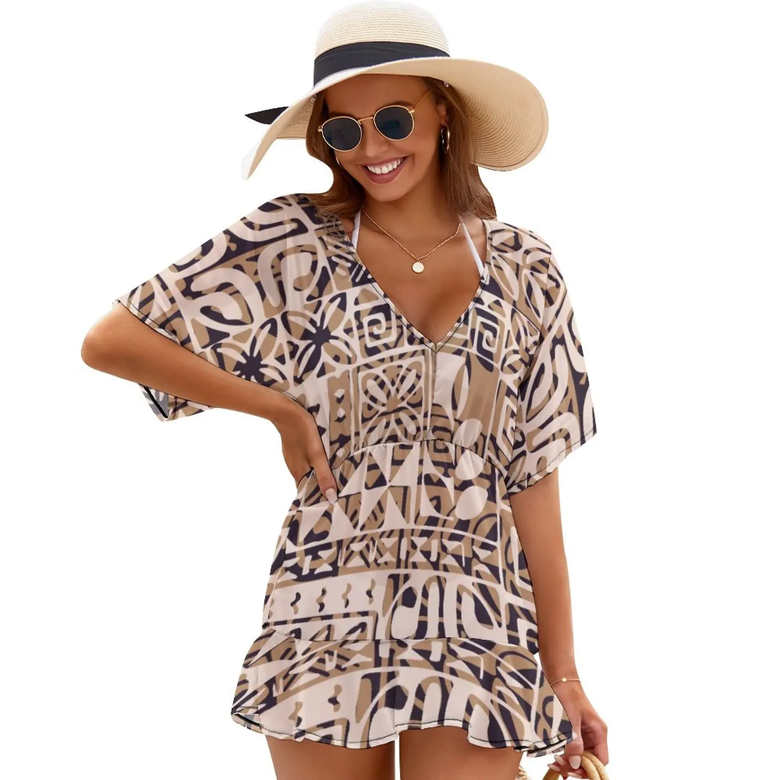 Polynesian Ladies Seaside Bikini Smock Skirt Sarong Comfortable Dress Coat Custom Ladies Smock Skirt Beach Party Smock Skirt