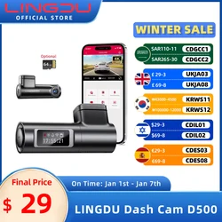 LINGDU 4K Dash Cam D500 Ultra HD cámara frontal para coche GPS incorporado registro coche DVR 24H Monitor de estacionamiento 150 ° Control por voz de la aplicación WIFI FOV