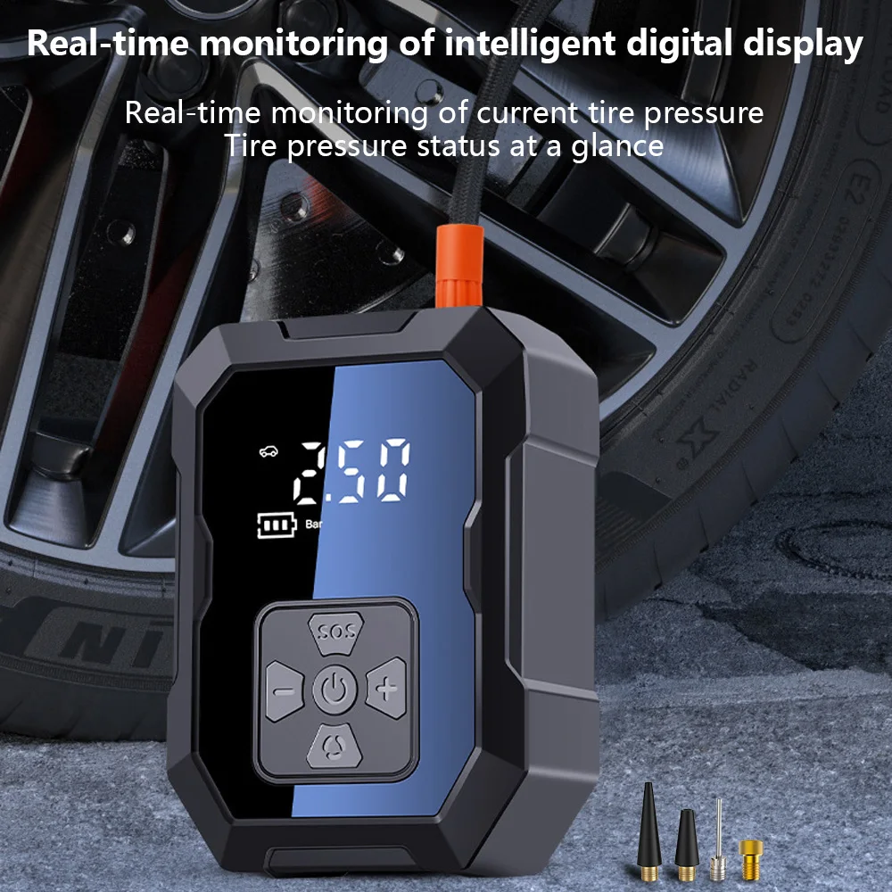 ミニポータブルワイヤレスハンドヘルドカーエアポンプ、高速膨張、車/自転車/オートバイに適しています