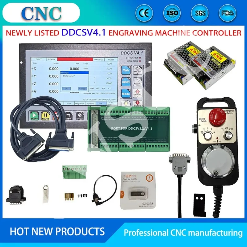 DDCSV4.1 3/4 axis equipment controller CNC engraving machine motion control system emergency stop MPG DC75W 24V