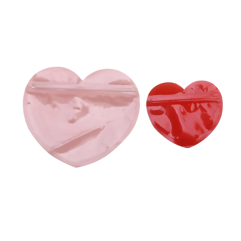 Heart Shaped Gift Storage Bag Jewelry Self Sealing Bag with Clear Display Window Candy Food Packaging Bag Decor Accessory