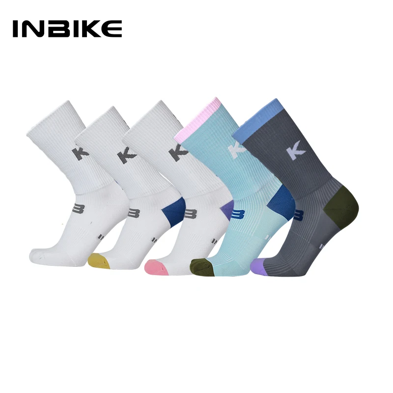 

INBIKE Велосипедные спортивные светоотражающие носки, спортивные носки до середины икры для фитнеса на открытом воздухе, мужские и женские дышащие повседневные носки для фитнеса