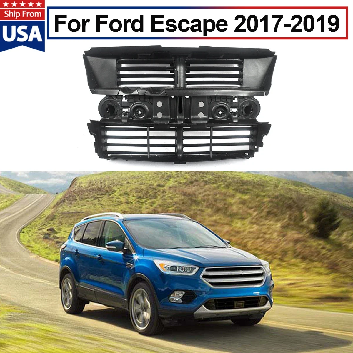 New GV4Z-8475-A For 2017 2018 2019 Ford Escape Front Radiator Shutter Assembly