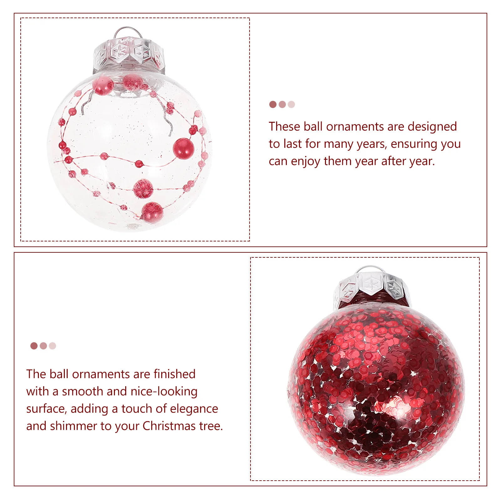 

30pcs Christmas Ball Decorations Glitter Finish Reusable Material Easy Hang Xmas Tree Pendant Ornament Set For Holiday Party