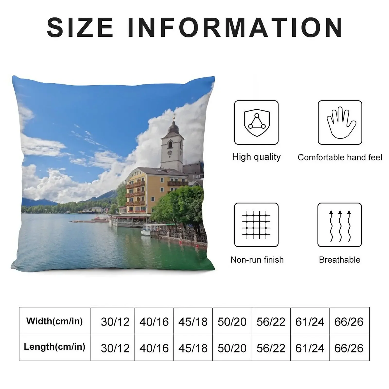 The beautiful village St. Wolfgang on the lake Wolfgangsee Austria Throw Pillow Sofa Cushions Custom Cushion Photo pillow