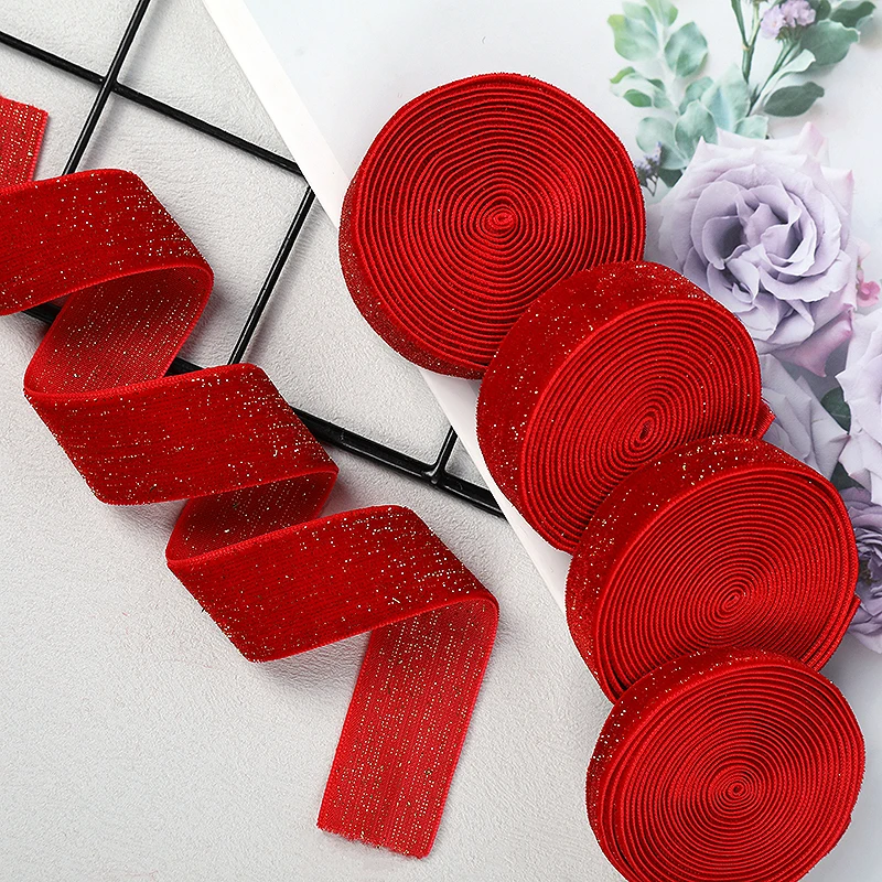 10/15/20/25 มม.สีแดงเข้มเดี่ยวไนลอนกํามะหยี่ริบบิ้นสําหรับ Handmade ของขวัญช่อดอกไม้ห่อ DIY ผม Bowknot งานแต่งงาน party Decor