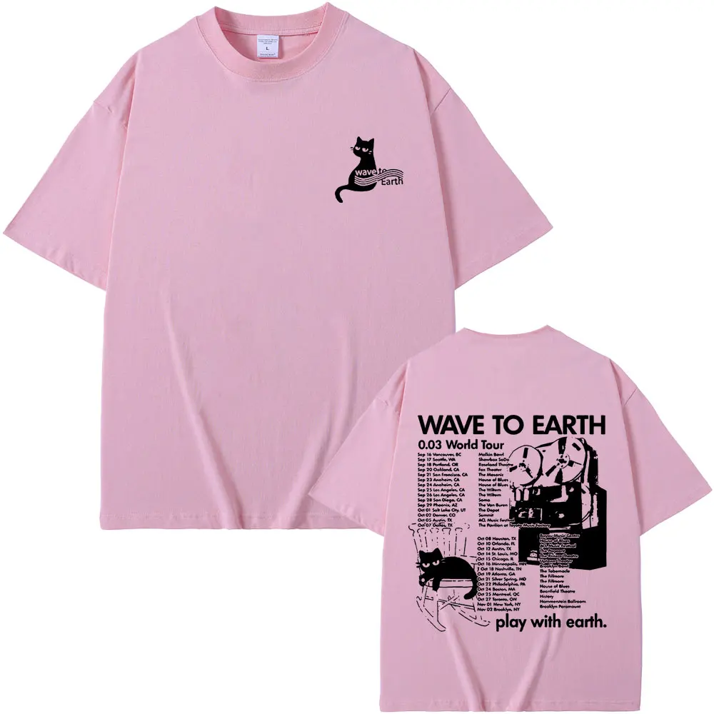 Wave To Earth Cat 0.03 World Tour T Shirts Men Women Fashion Kpop Trend Short Sleeve T-shirt Men's Korean Hip Hop Retro T-shirts
