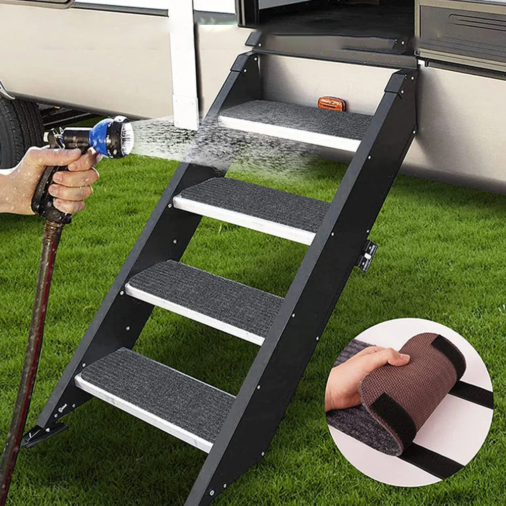 4 Stück Treppenstufen Polyester schützen Rv Stufenabdeckungen Anti-Rutsch-Camper-Zubehör Reiseanhänger Treppenabdeckungen Rv Teppich