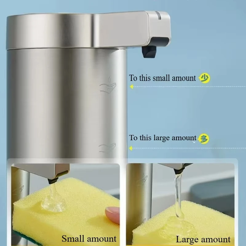 Silver Sensor Non-contact Liquid Soap Dispenser for Kitchen Automatic Washing Hand Machine Washer Shampoo Detergent Dispenser - Image 2