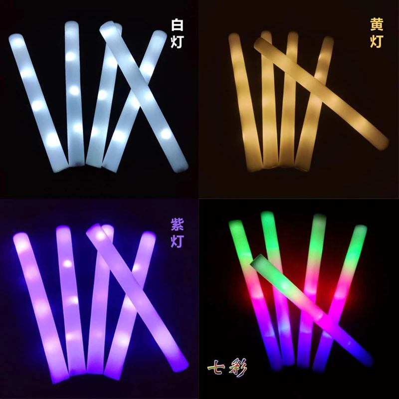 10Pcs LED Glow Sticks Bulk Colorful RGB Glow Foam Stick Cheer Tube Dark Light for Concert Xmas Birthday Wedding Party Supplies