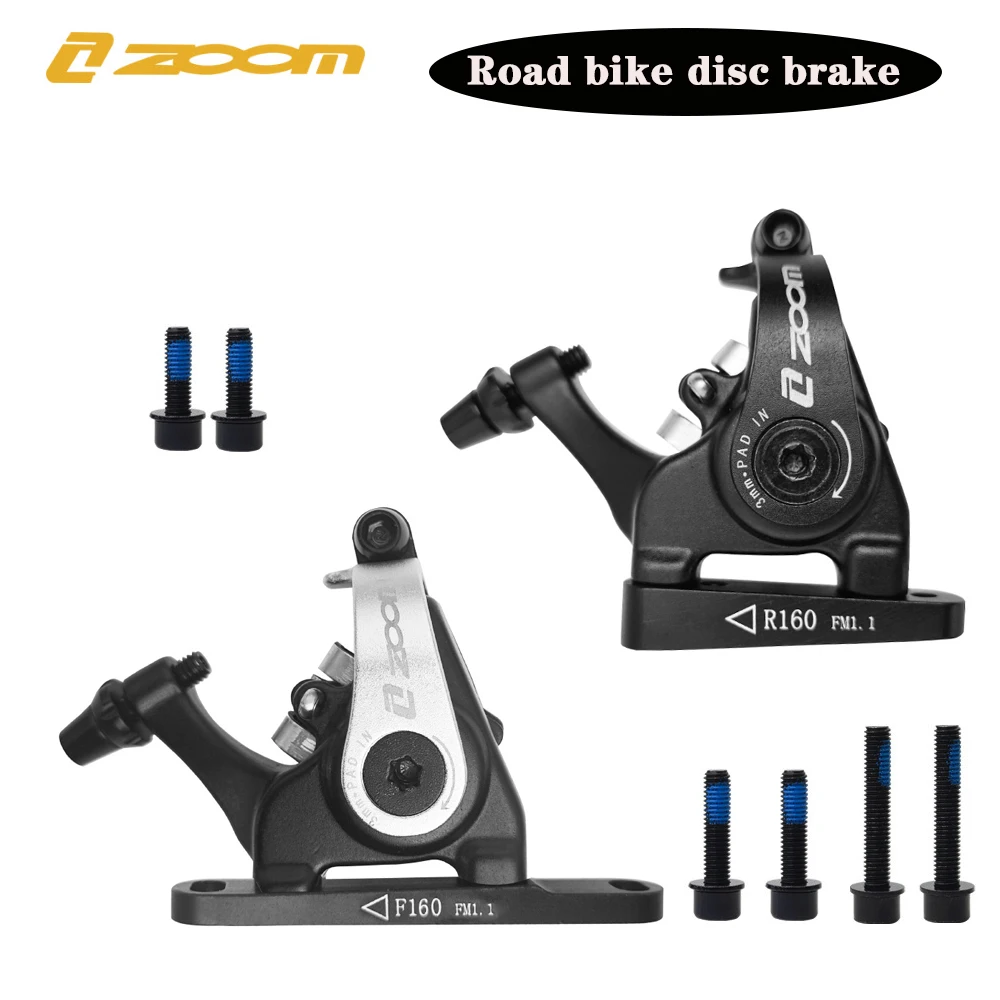 ZOOM Road Bike Line Pulling Disc Brake 160mm Front/Rear Dual Piston cable Caliper Bike Brakes Mechanical Caliper Racing Brake