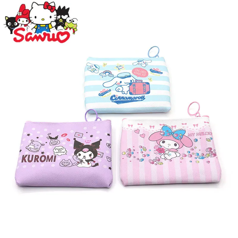 

MINISO Coin Purse PU Kulomi Melody KT Cinnamoroll Wallet Coin Bag Pencil Stationery Anime Plush Figure Cosmetic Bag 11.5*10cm