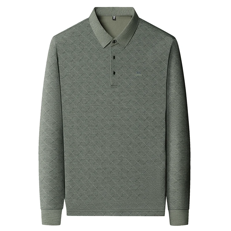 قميص بولو رجالي مطبوع عالي الجودة مع تقنية صنفرة الخريف والشتاء، ملمس جيد لليد، بلوزة عصرية بأكمام طويلة #6