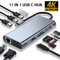 11 in 1 Type C Hub 4K 30Hz USB C to HDMI-compatible USB 3.1 Adapter Converter Docking Station Splitter for MacBook Pro Air