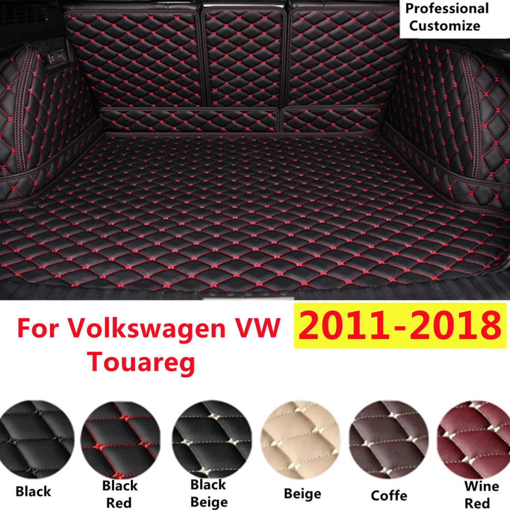 

SJ Full Set Custom Fit For Volkswagen VW Touareg 2018 2017 16-2011 Auto Fittings Car Trunk Mat Tail Boot Tray Liner XPE Leather