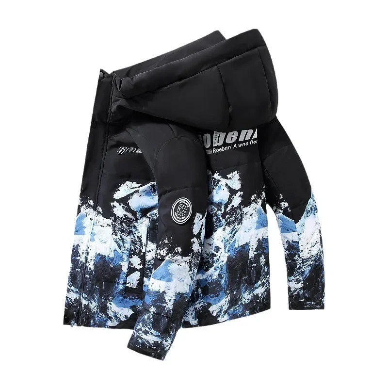 الرجال سنو ماونتن الأبيض بطة أسفل معاطف جديد الشتاء مقنعين سترات منتفخة غير رسمية عالية الجودة الذكور في الهواء الطلق يندبروف السترات الدافئة #1