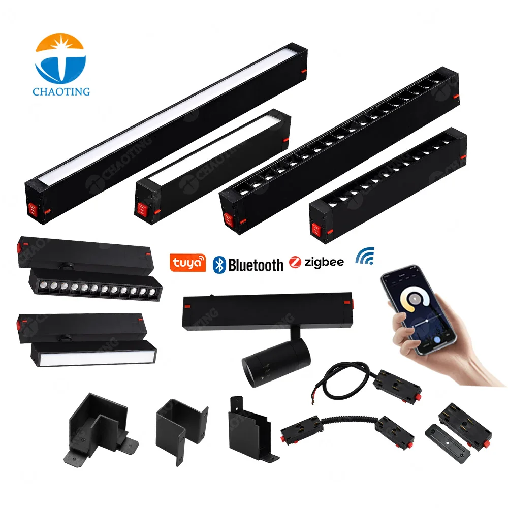 Factory Custom 25MM 35MM Smart Home Blue Tooth Tuya Control 30W 40W 50W 60W COB Magnet LED Track Light System