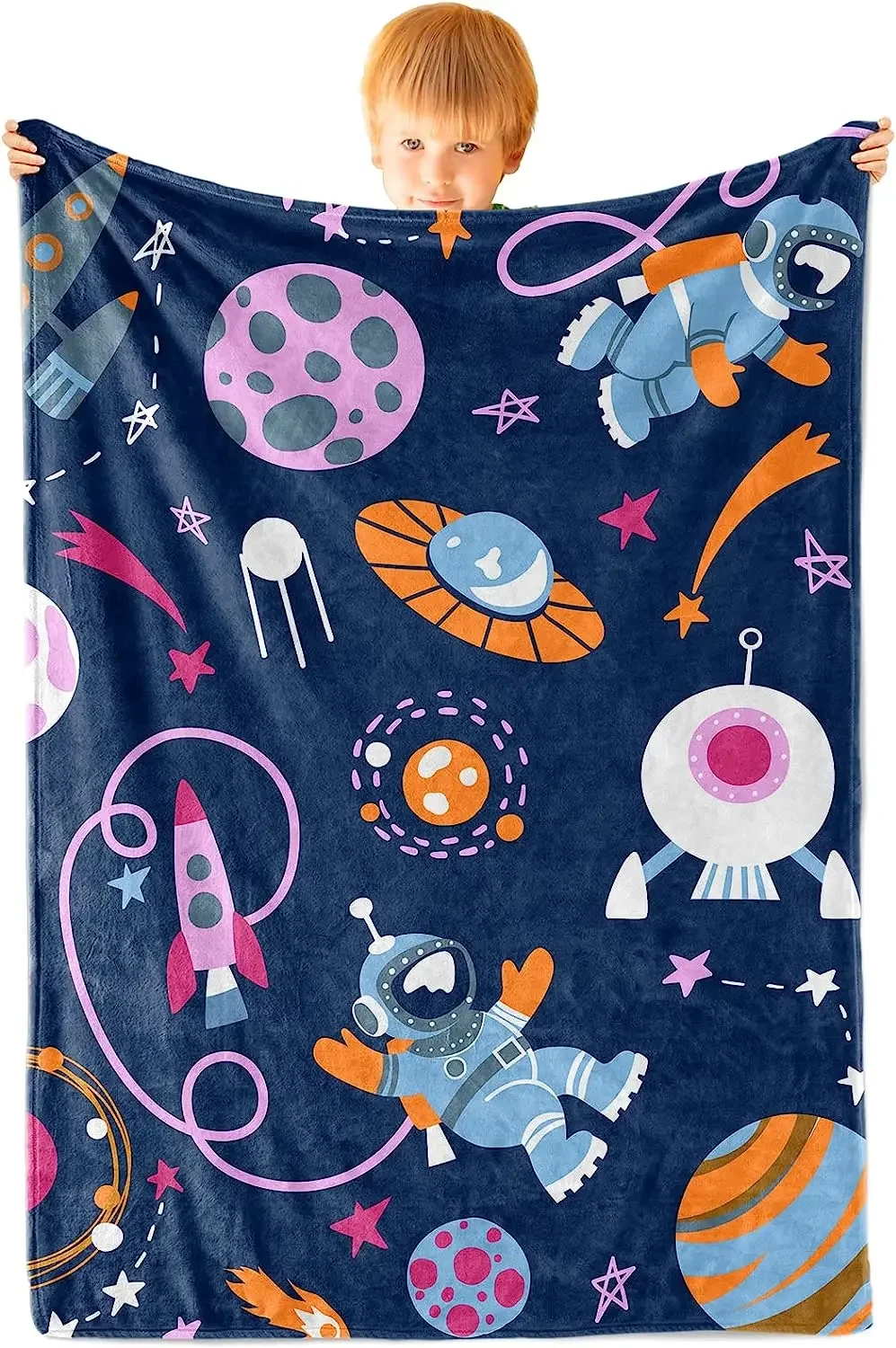 

Soft Space Kids Throw Blanket for Baby Toddler Boys,Galaxy Astronaut Planet Pattern Blanket for Boys Girls Throw