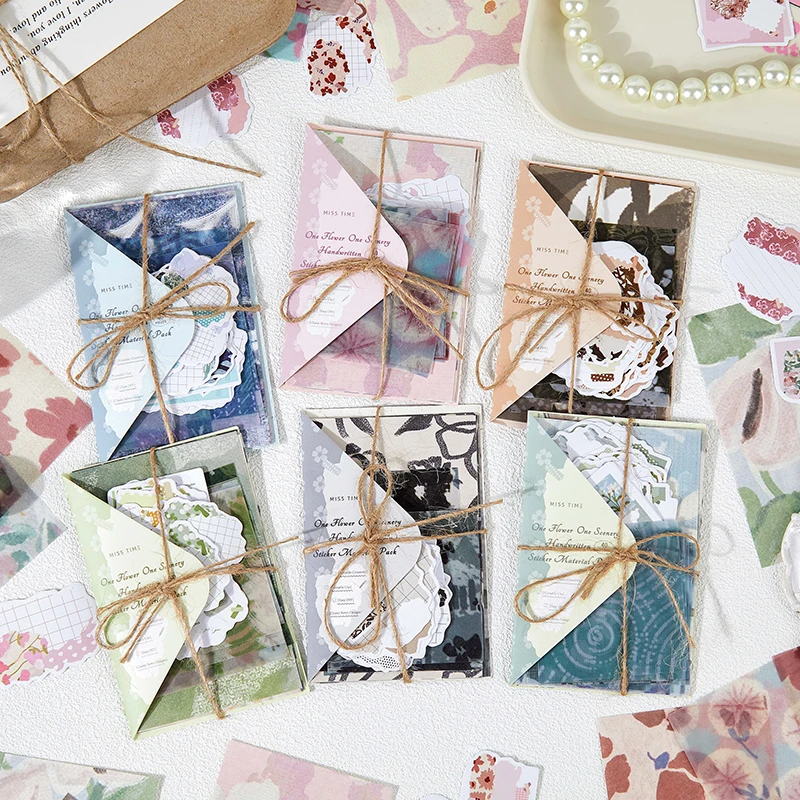 

TIANZI 40pcs Vintage Scrapbook Paper Combo Kit for DIY Junk Journal Collage Photo Album Retro Background Decor Materials
