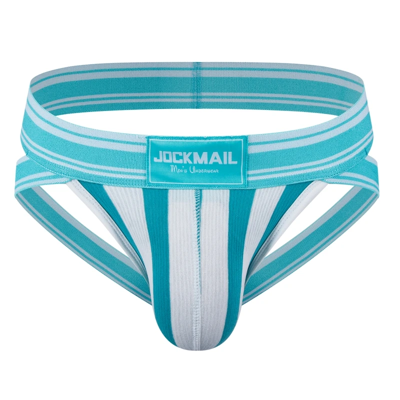 JOCKMAIL Jockstrap Men Thong Hip Lift Sexy Underwear Pouch Briefs Male Panties String Bikini Sissy Underpants Stripe Breathable