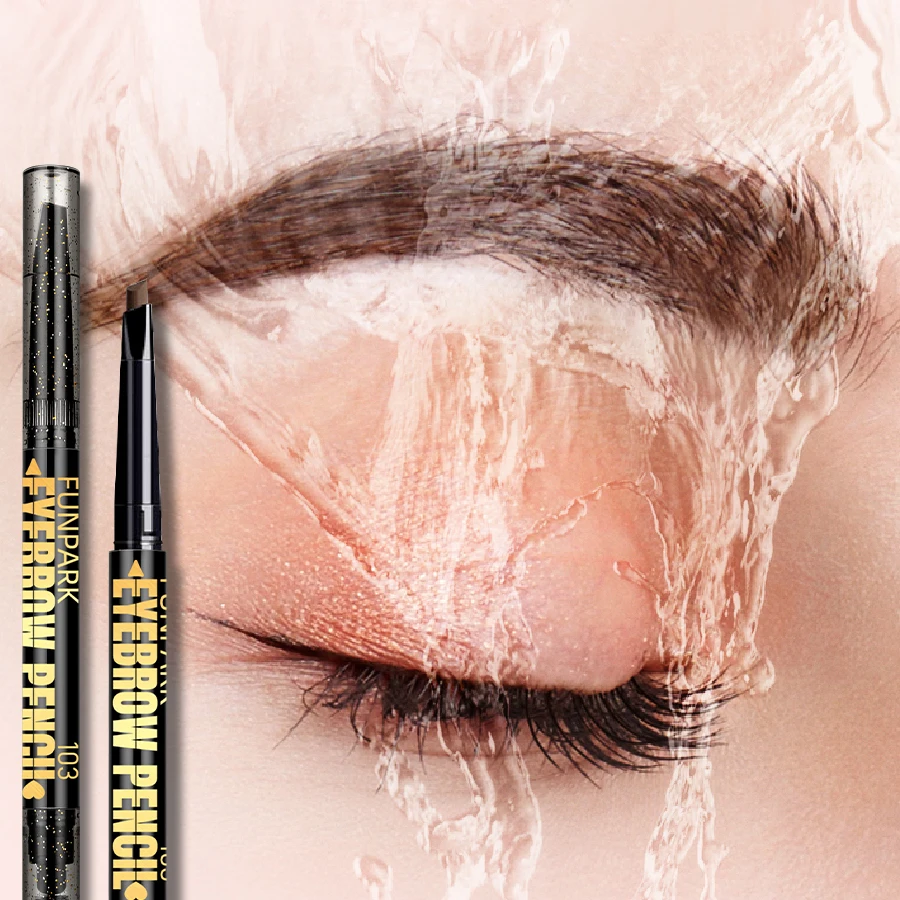 Lápis de sobrancelha 2 em 1, cosméticos profissionais, maquiagem para mulheres, 5 cores, à prova d'água, longa duração, marrom, com pincel, presente
