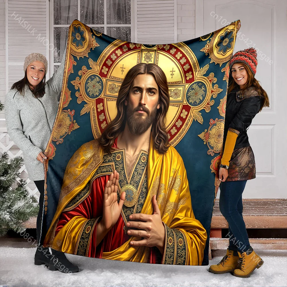 1PC Religious iconography art print blanket Prayer blankets for believers suitable for home sofa camping travel car