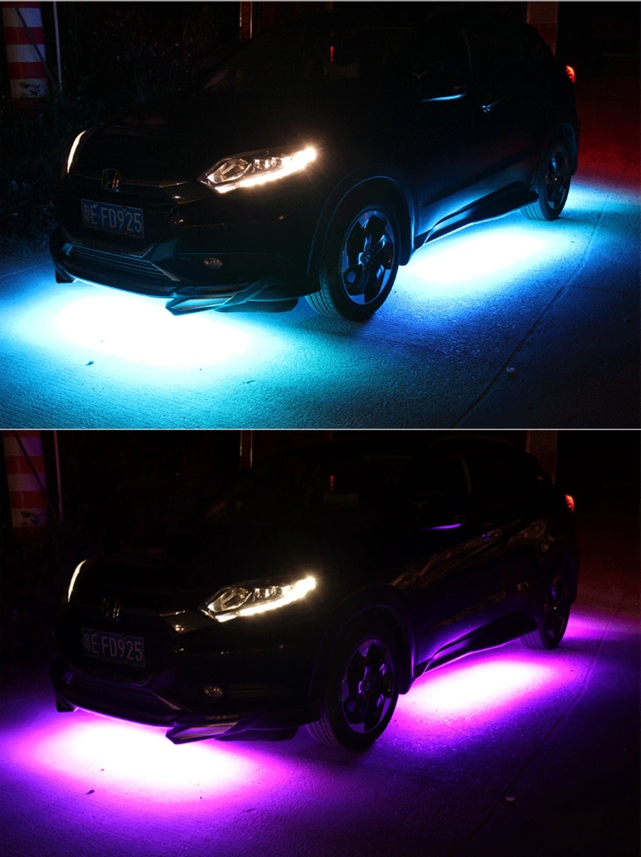 Luz colorida automotivo do chassi, APP decorativa, voz controlada, luz da atmosfera, controlo a distância alterado, 60x90, 90x120