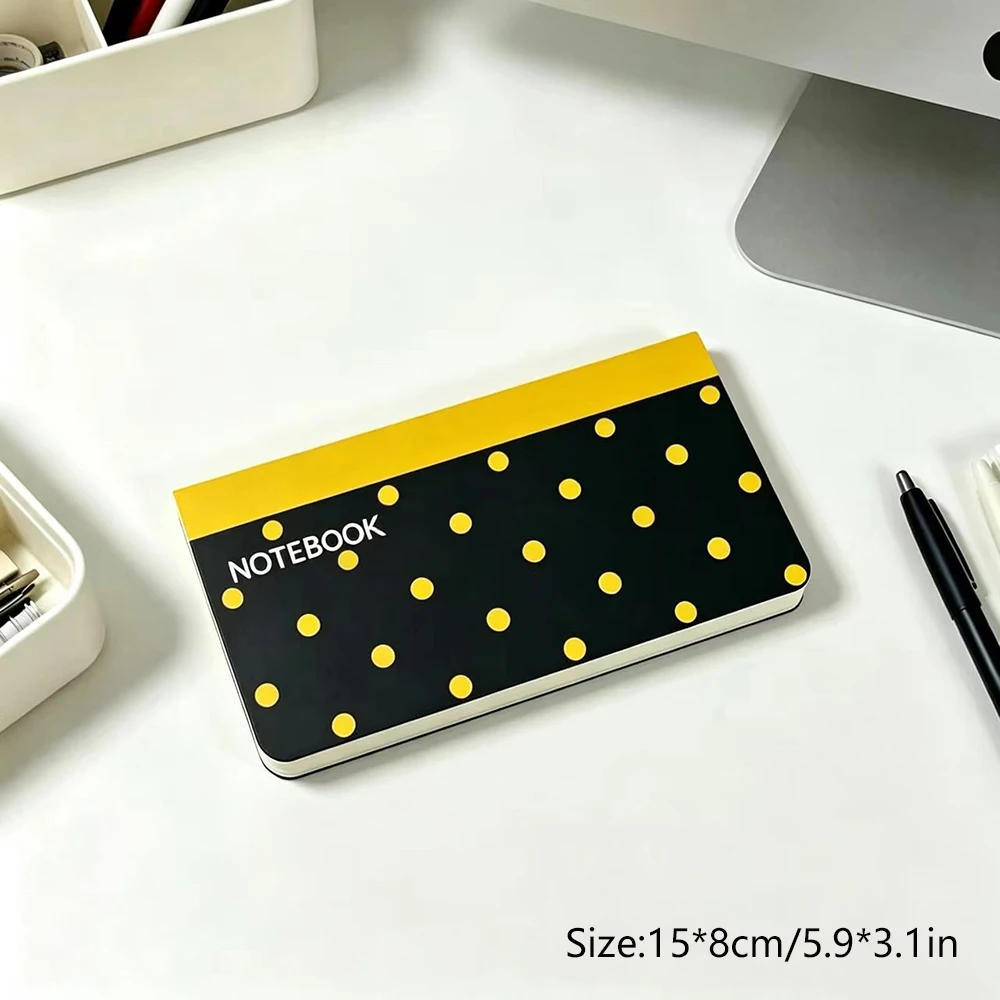 Wave dot color contrast blank portable pocket notebook, student minimalist notebook with high aesthetic value, office memo