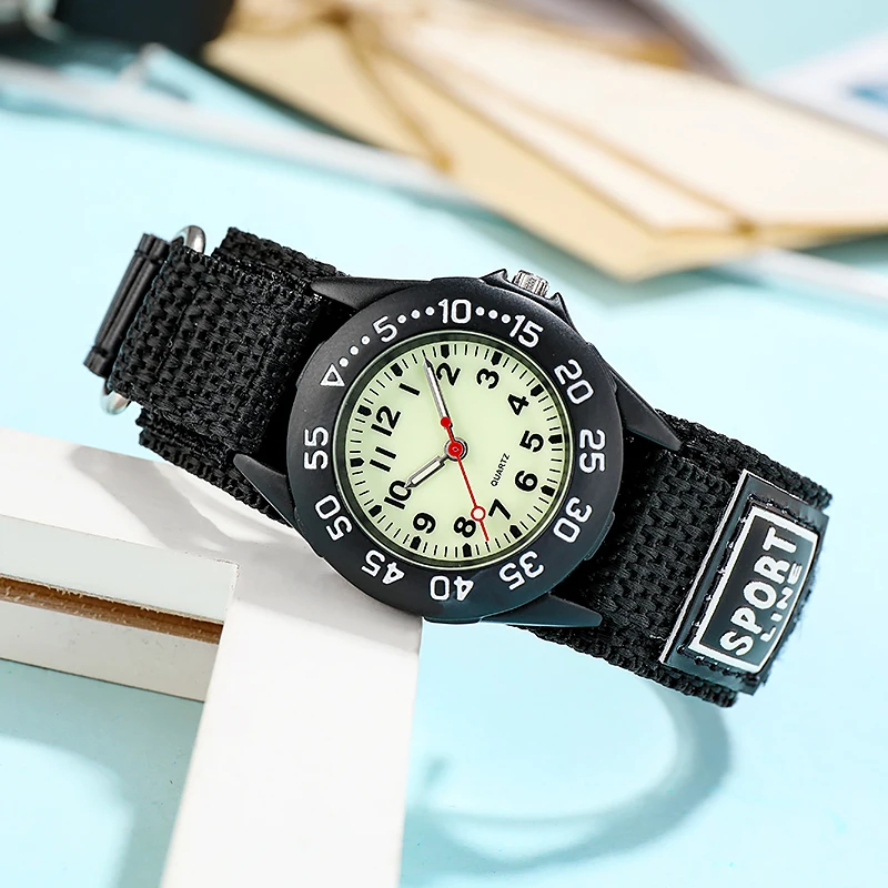 2026 Spinning Bezel Kid Quartz Watches Boy Nylon Straps Children Cute Clock Rotary Dial Arabic Number Boys Watch  Kids Watch