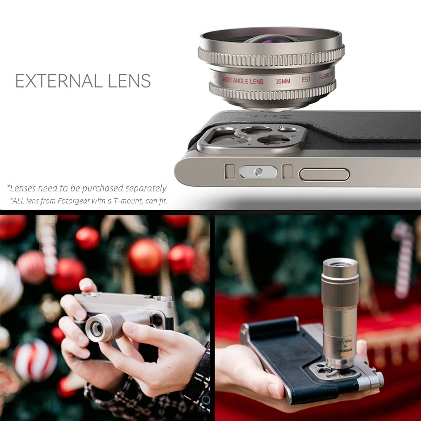 FG Fotorgear Retro photography kit, Compatible with iPhone 17 pro with control button Cold Shoe T-mount Filter Adapter 67mm view 4