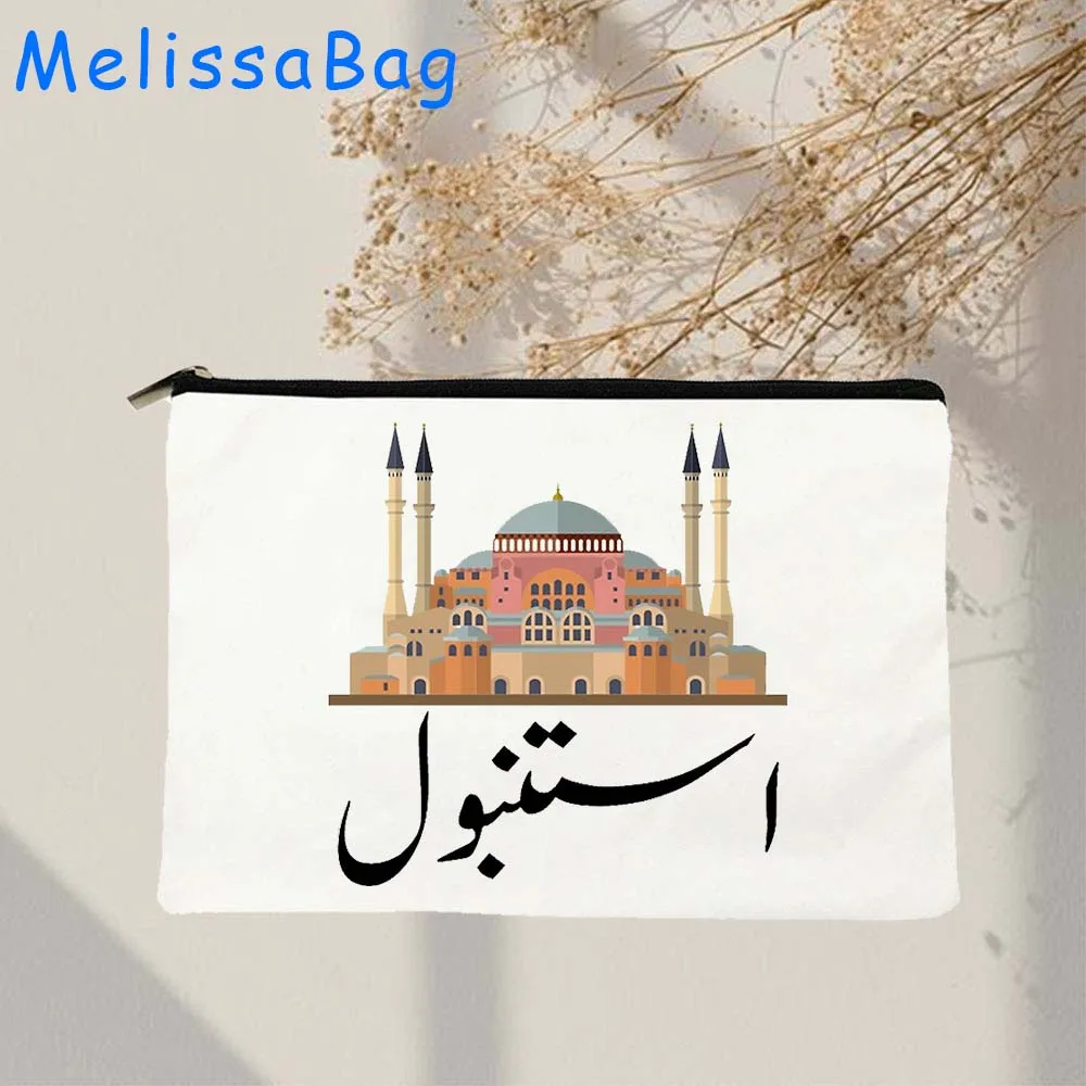 Istanbul turchia Turkish City Travel Souvenir Urdu Sultan abu moschea Galata Tower Canvas Cosmetic Makeup Bag astuccio per matite