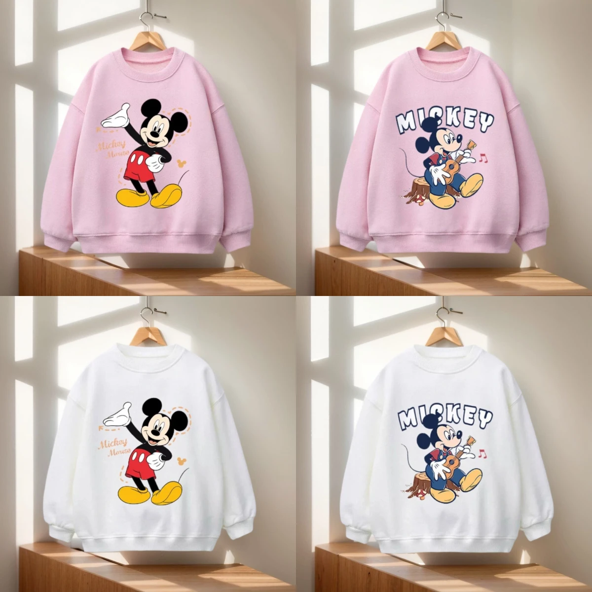 Toddler Wear Mickey Music And Wave Toddler Sweatshirts Pink White Disney Kids' Tops Baby Boys Girl Clothes In2025