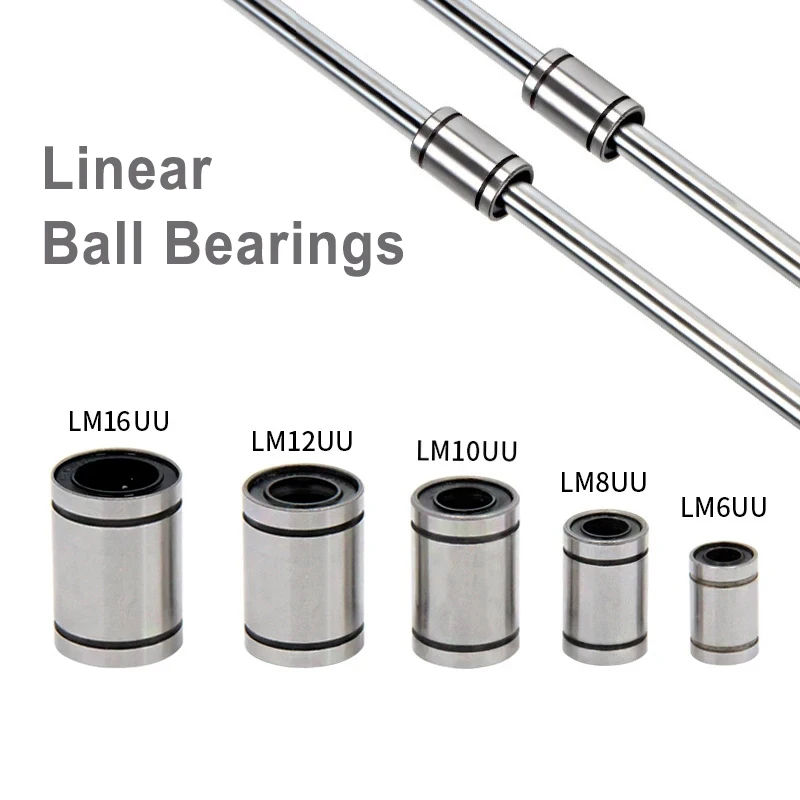 10Pcs LM6UU LM8UU LM10UU LM12UU LM16UU Linear Bushing 8mm CNC Linear Bearings for Rods Rail Linear Shaft CNC 3D Printer Parts