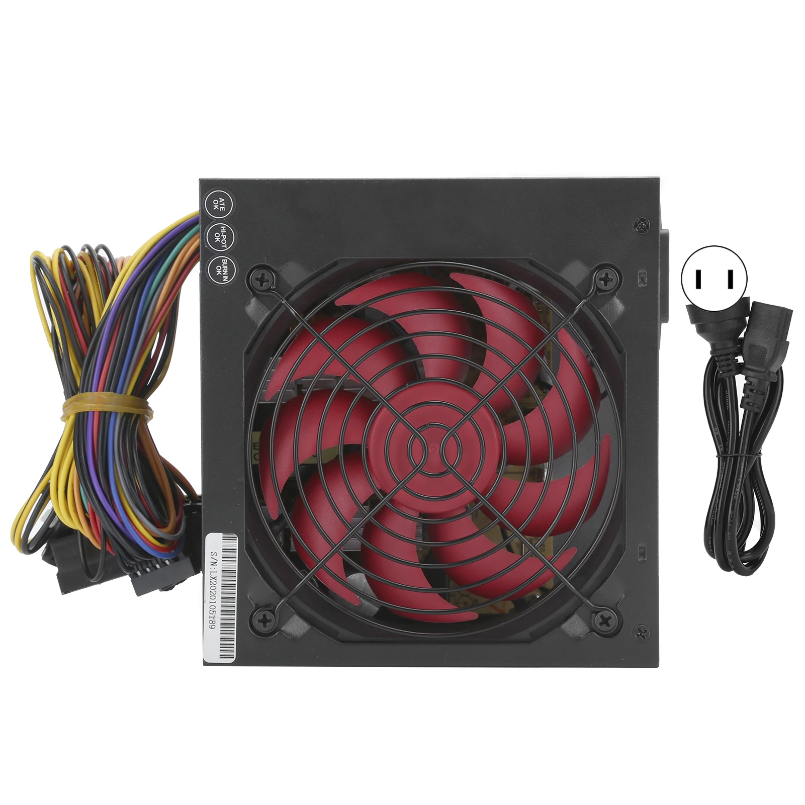 

Power Supply for PC Computer Accessories Red Fan Manual Adjustable 115/ ATX-250W Overload Protection for Desktop PC Component