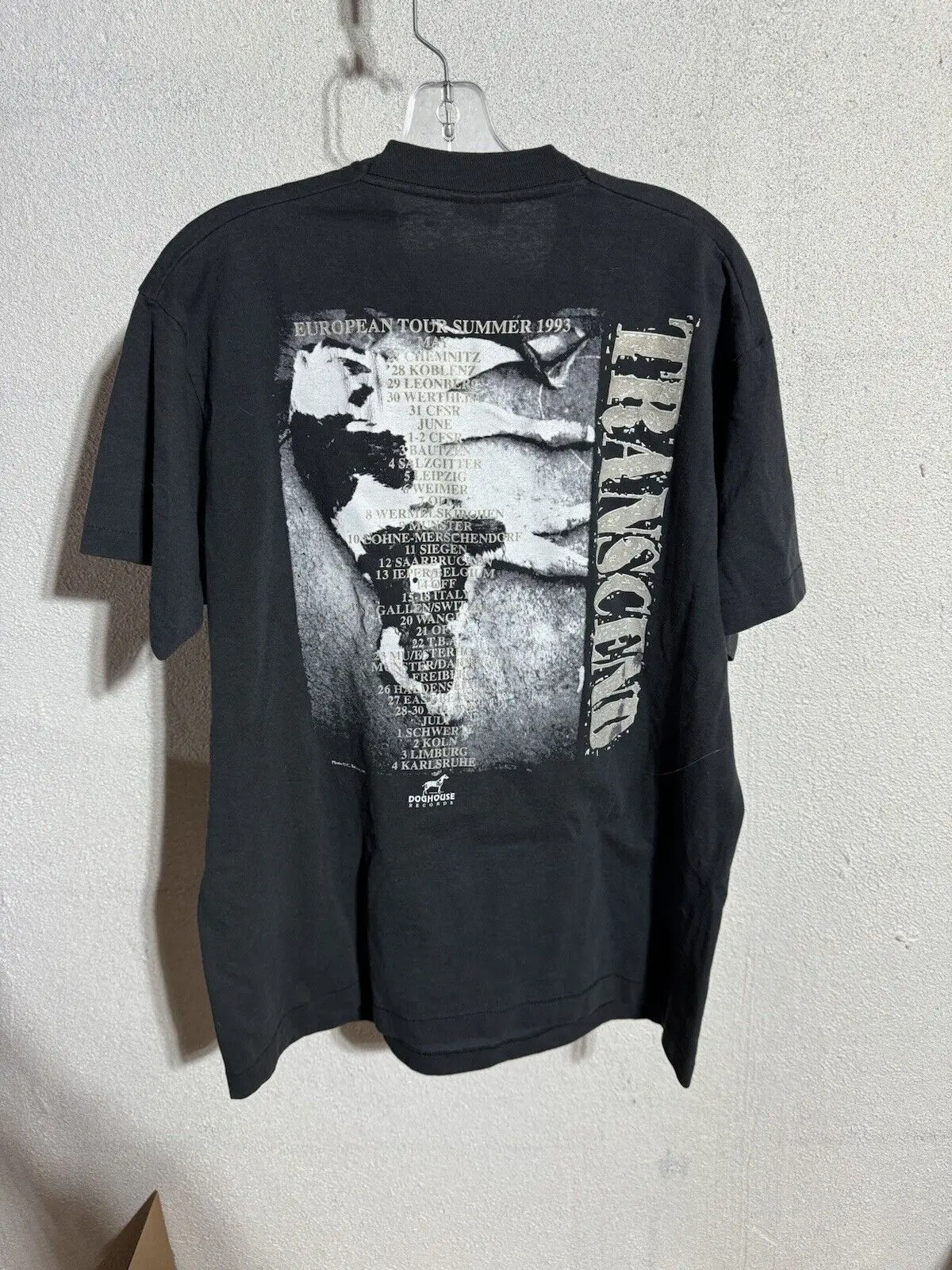 Vintage 1993 Transcend Room 101 Tour T Shirt XL Hardcore Doghouse Records Strife