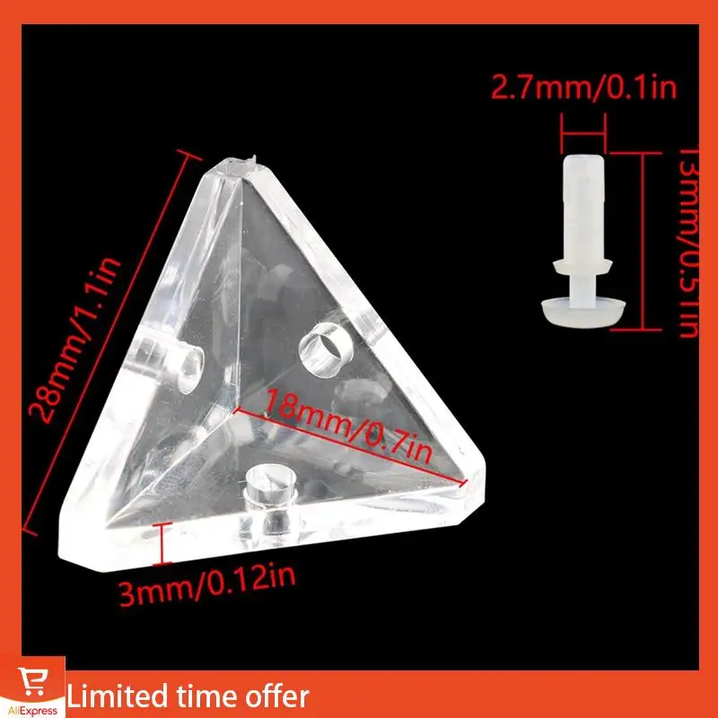 新鮮な 96 個のアクリルコーナーブラケット半透明ネジ付きクリア 3 穴直角ジョイントブレースブラケット
