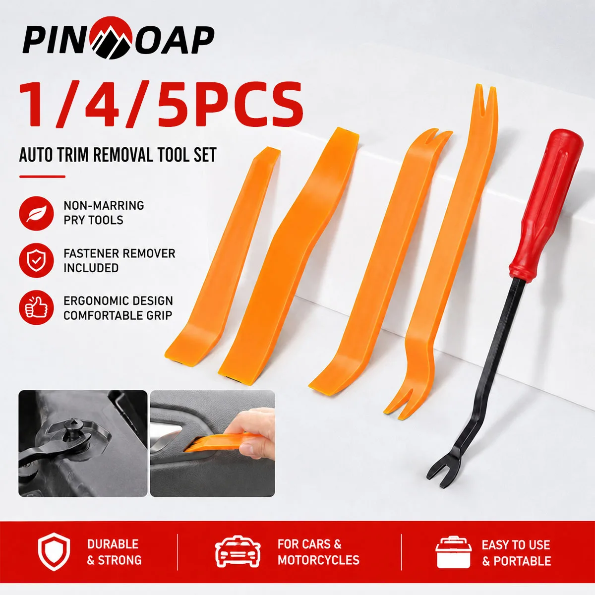 PINMOAP 1/4/5PCS Car Motorcycle Clip Removal Tool Auto Fastener Remover Pry Tool For Door Panel Trim Bumper Interior Repair