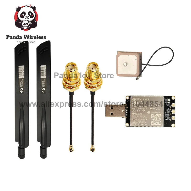 وحدة Quectel 4G USB Dongle Cat4 من سلسلة EC25 مع فتحة لبطاقة SIM، نطاق عالمي عالمي مع fpc، ضفيرة، محول وهوائي GPS