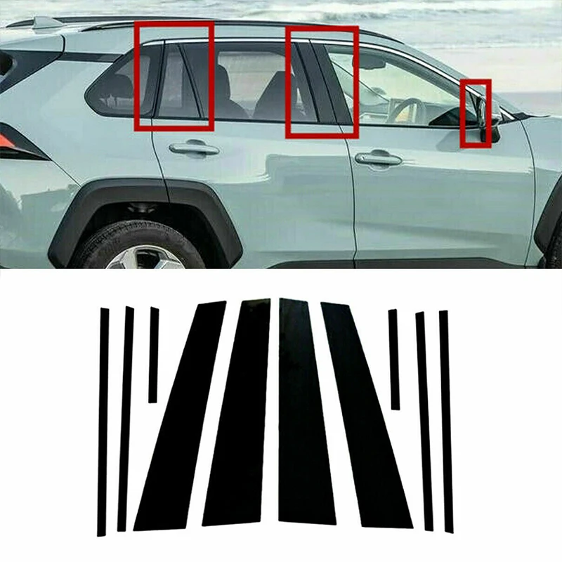 10pcs Car Window Trim Cover for Toyota Corolla Cross XG10 Hybrid 2021 2022 2023 B C Column Pillar Posts Sticker Decal Accessorie