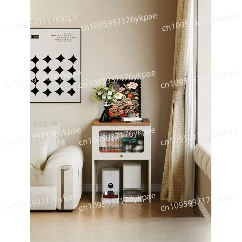 Solid Wood Pet Cabinet Cat Kennel Integrated with Toilet Partition Small Living Room Minimalist Multi-functional Storage Pet