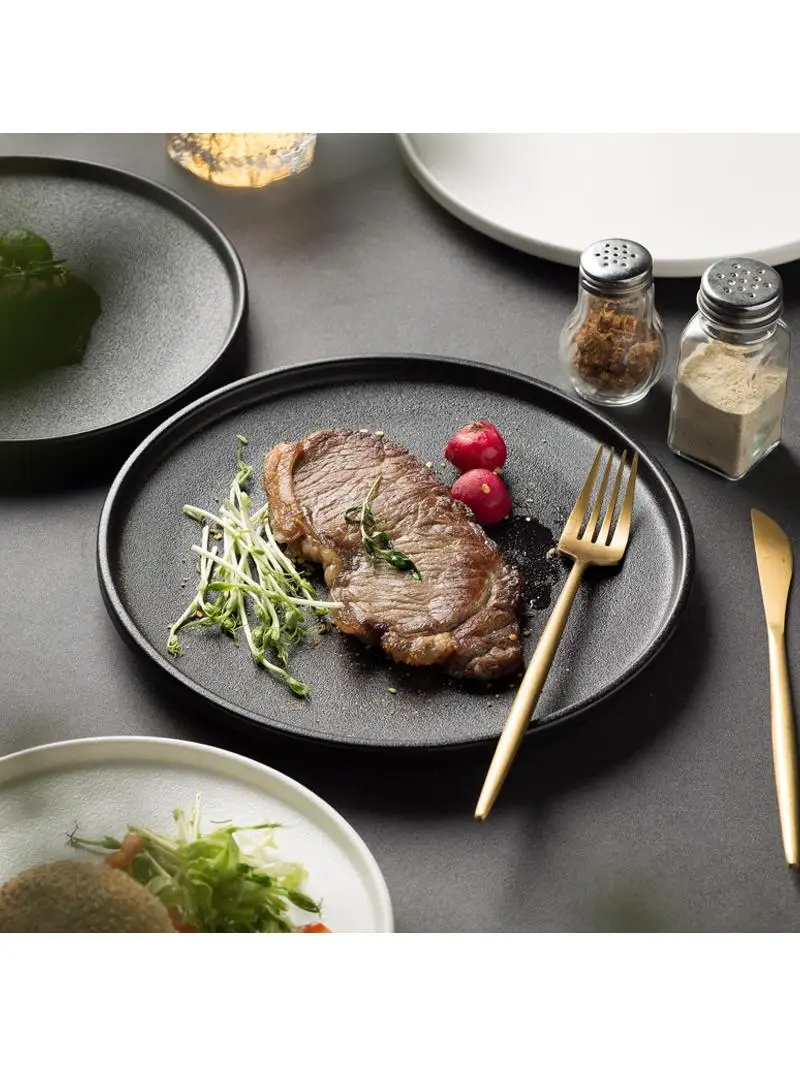 large-round-ceramic-plate-western-style-steak-dinner-plate-high-end-white-tray-home-use-steak-special-plate-dishwasher-safe