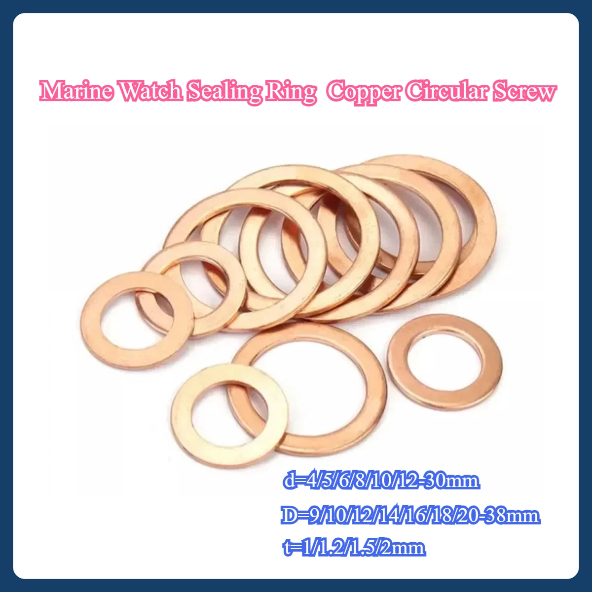 

Copper Gasket, Marine Watch Sealing Ring Copper Circular Screw, Metal Flat Washer M3M6M8M10