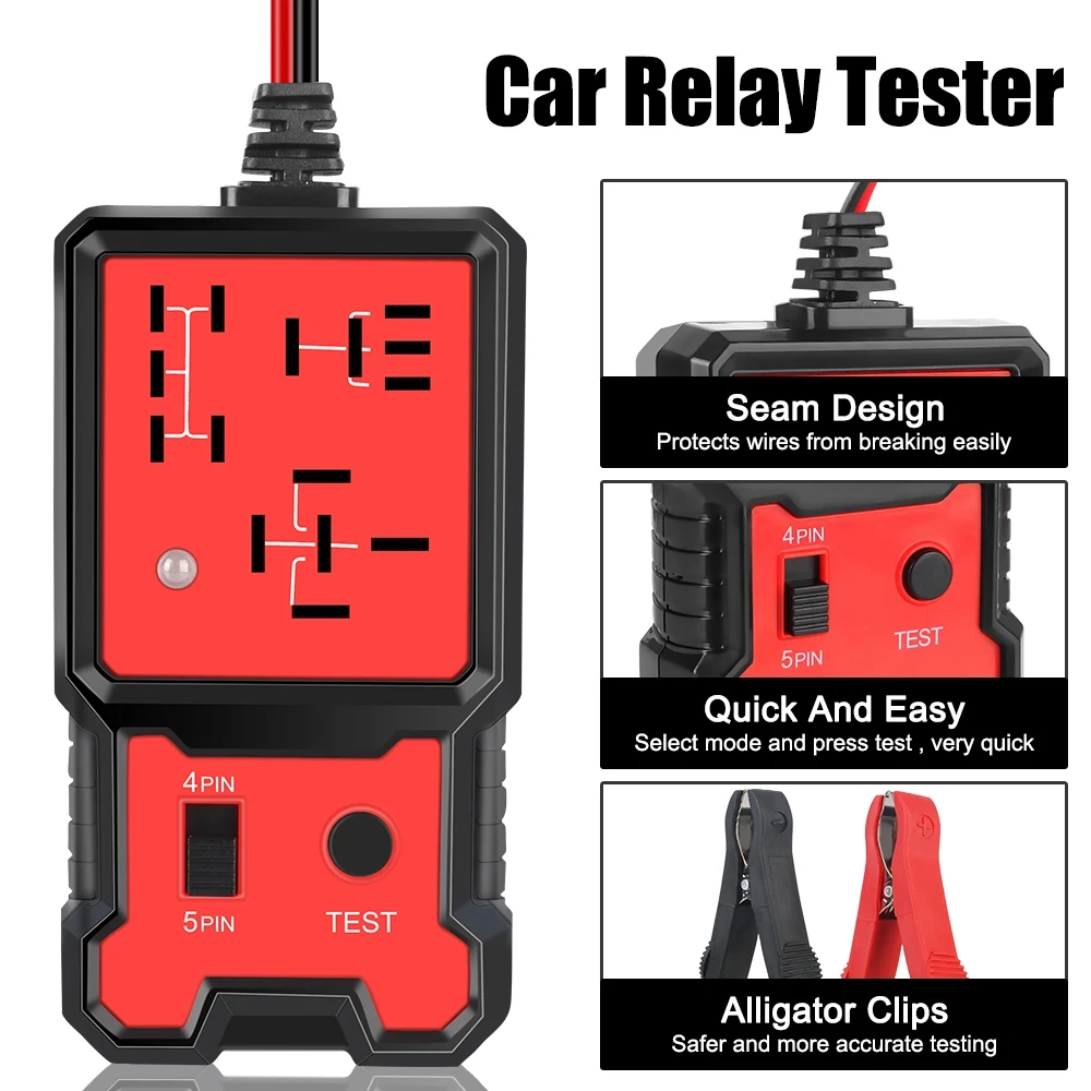 Uniwersalny tester akumulatora samochodowego 12 V, tester napięcia przekaźnika samochodowego, elektroniczny tester przekaźników samochodowych,