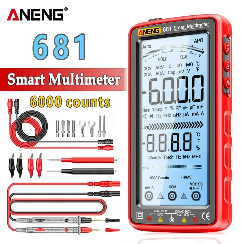 ANENG 681 testeur de tension sans contact AC/DC multimètre numérique professionnel rechargeable compteur de tension testeur de courant d'écran LCD